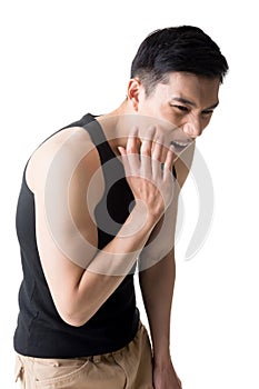 Young Asian man with toothache