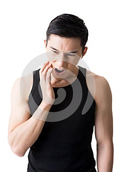 Young Asian man with toothache