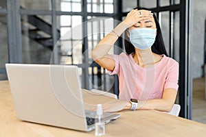 Young Asian office worker in protective face mask