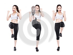 Young asian sporty woman with smile face isolate on white background