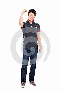 Young Asian stdudent showing fist