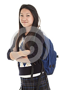 Young Asian student isolated on white background