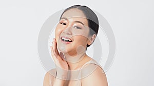 Young asian woman beauty face make up for skincare cosmetic