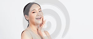 Young asian woman beauty face make up for skincare cosmetic