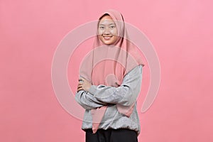 Young Asian woman confidence begins with a smile wears casual  hijab