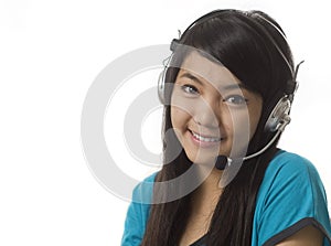 Young Asian woman with headset