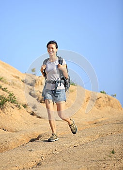 Young asian woman hiker outdoor