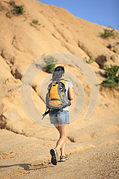 Young asian woman hiker outdoor