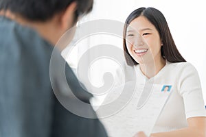 Young asian woman interview. Hiring employee concept.