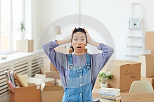 Young Asian Woman Panicking when Moving Out