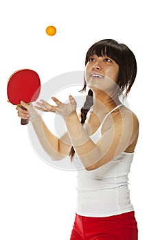 Young Asian woman with a ping-pong racket