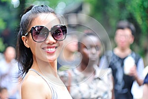 Young asian woman on shopping street