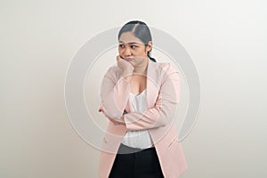 Young Asian woman with sulk face