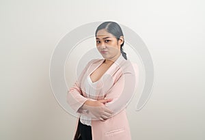 Young Asian woman with sulk face