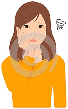 Young asian woman vector illustration upper body, waist up / depression, annoying, troubled, disappointed