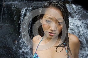 Young Asian Woman at Waterfall