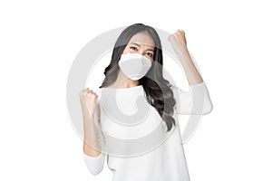 Young Asian woman wearing face mask to prevent infection corona virus Air pollution