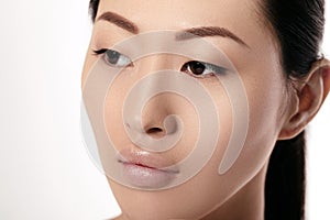 Young asian woman with on white background