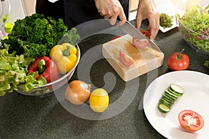 young asian woman work cooking in modern kitchen