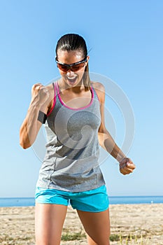 Young athlete with victorious attitude.