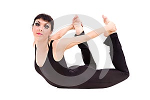 Young athlete woman doing stretching exercise