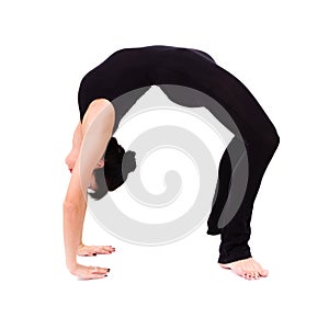 Young athlete woman doing stretching exercise