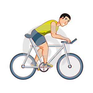 young athletic man in bicycle