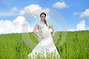 Young attractive bride outdoor