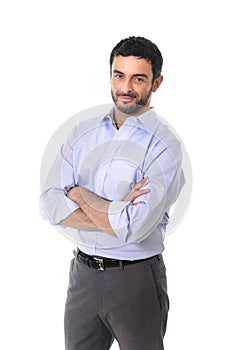 Young attractive business man standing in corporate portrait iso