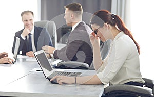 Young attractive business woman working in the office, developing her strategy