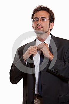 Young attractive caucasian man in business suit