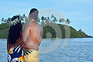 Young attractive and exotic Polynesian Cook Islander honeymoon c