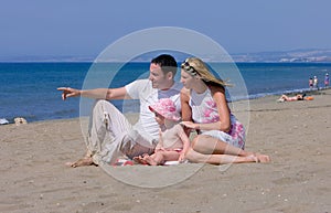 Young attractive family on vacation in Spain