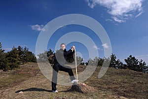 Young attractive female backpacker