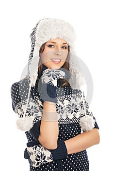 Young attractive girl in Scandinavian clothes