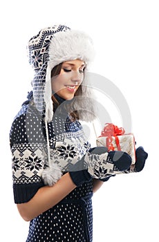 Young attractive girl in Scandinavian clothes