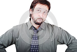 Young attractive male with brown hair isolated photo