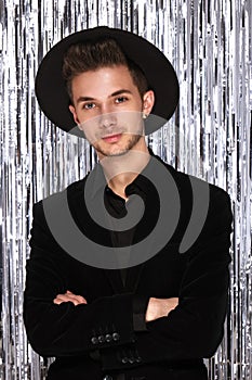 Young attractive man in a festive New Year's look