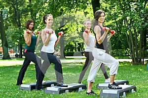 Young and attractive people doing fitness