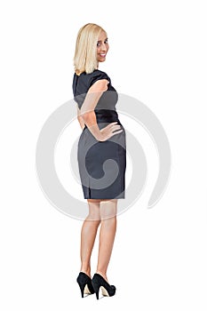Young attractive smiling business woman isolated