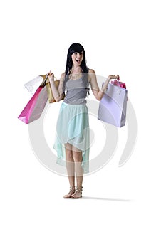 Young attractive woman enjoying a bit of retail therapy