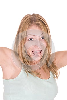 Young attractive woman screaming