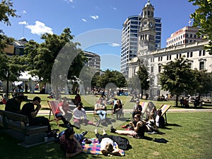 Young Aucklanders in Aotea Square, Auckland New Zealand