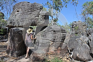 Woman tourist visit at The Lost City Litchfield National Park Northern Territory Australia photo