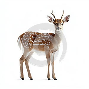 Young Axis Deer Isolated White Background Wildlife Animal