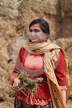 Young azeri woman in traditional Azerbaijani clothes