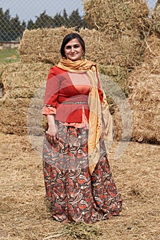 Young azeri woman in traditional Azerbaijani clothes