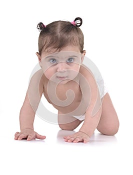 Young Baby Girl Crawling