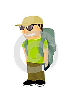 Young backpacker with travel guide