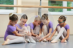 Young ballerinas at classical dance school.